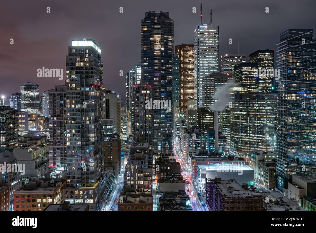 The financial district of Toronto Canada at dusk Stock Photo