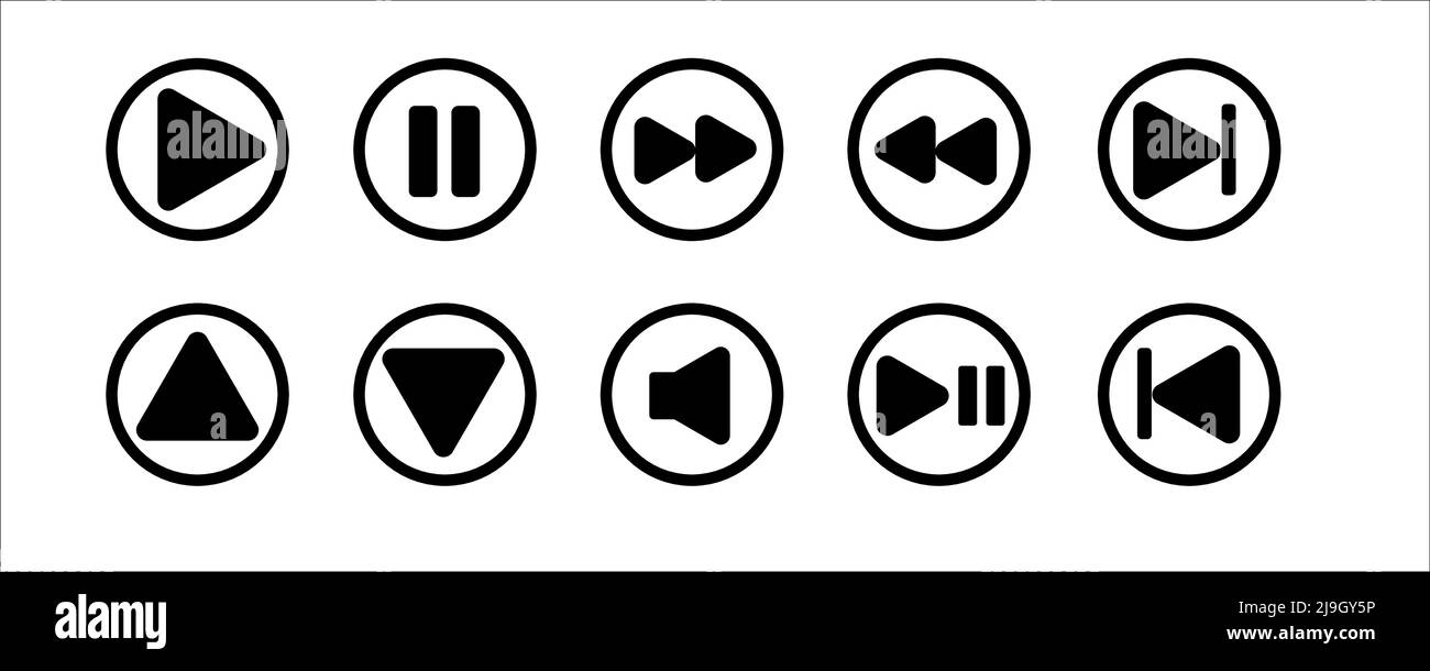 Buttons icons for player pc or smartphone. Simple icons Stock Vector
