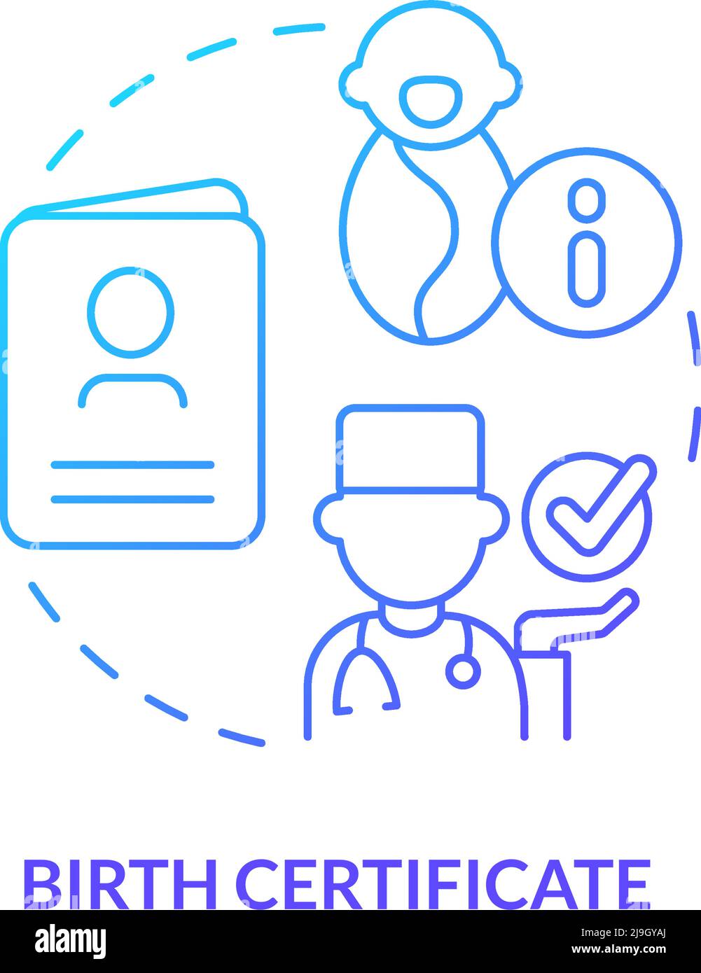 Birth certificate blue gradient concept icon Stock Vector Image & Art