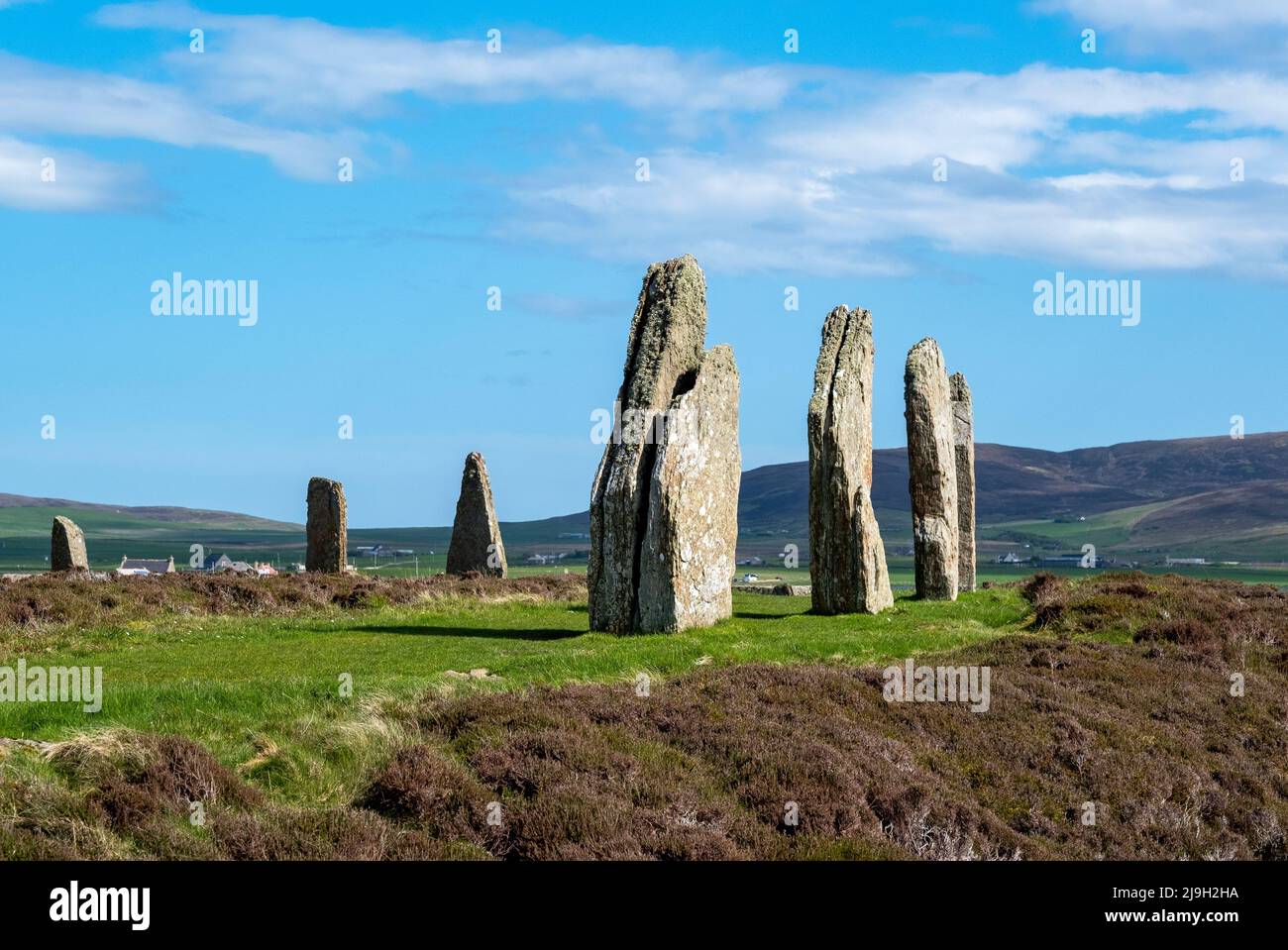 Ring of Brodgar Neolithic stone circle, Orkney Islands, Scotland. Stock Photo