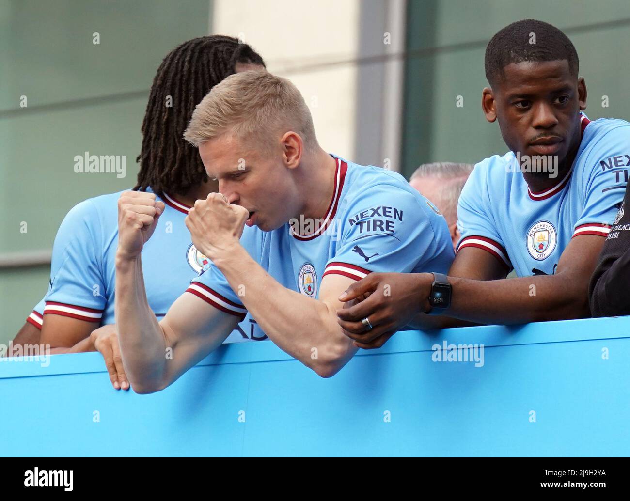 Manchester City Oleksandr Zinchenko during the Premier League trophy parade in Manchester