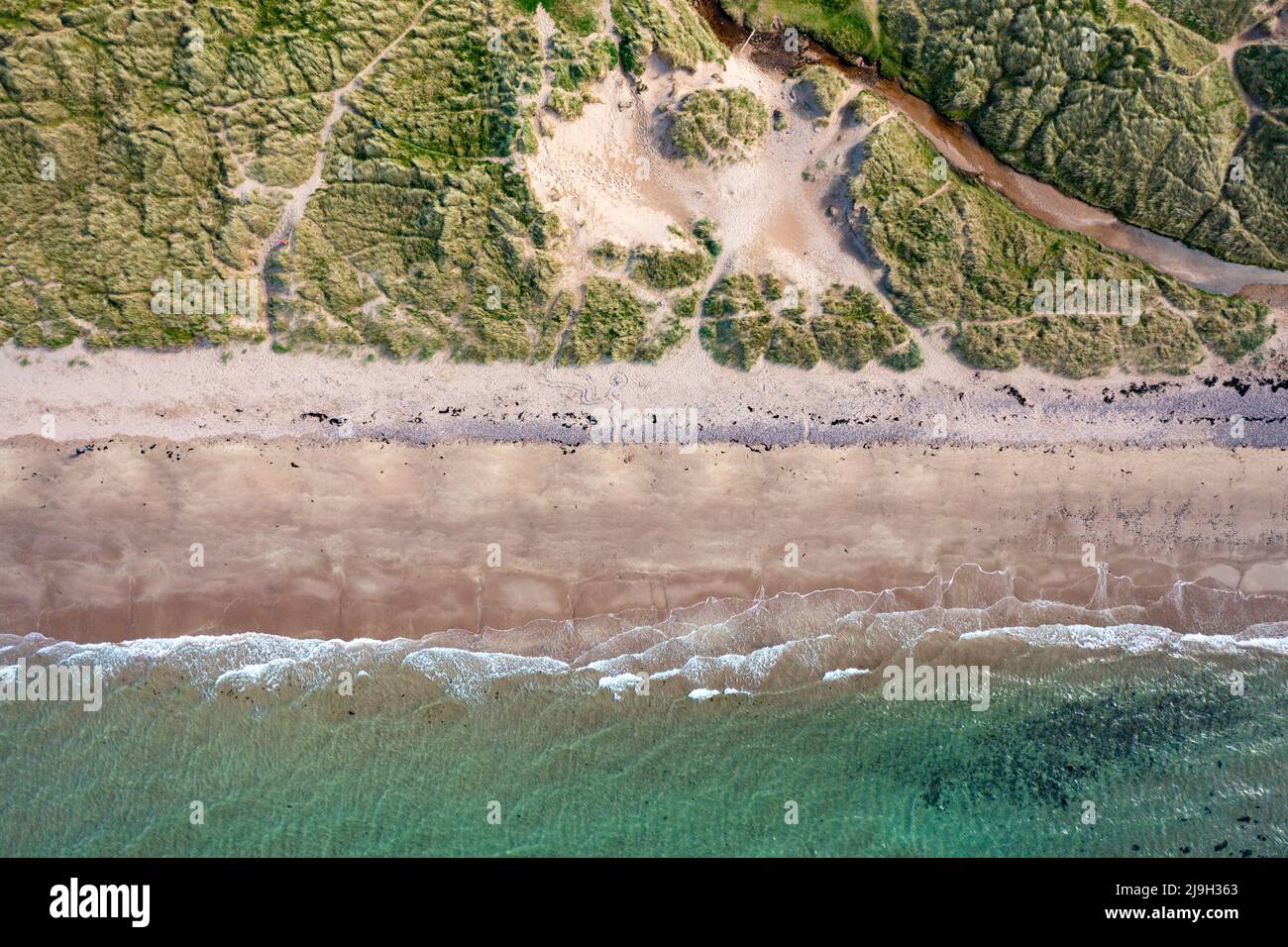 Aerial view of Big Sands Beach on North Coast 500 route, Wester Ross, Scottish Highlands, Scotland Stock Photo