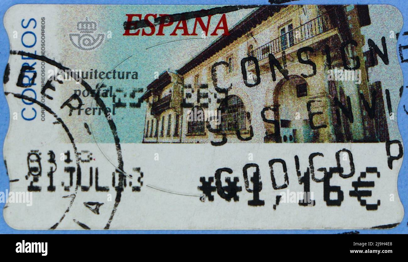 Photo of a Spanish machine printed postage stamp from the postal