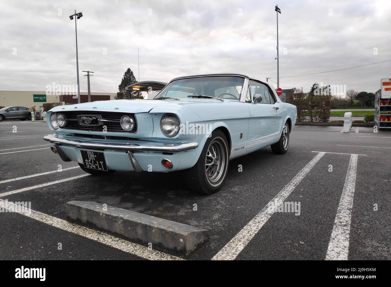 Pleyber-Christ, France - January 05 2022: 1966 Ford Mustang GT Convertible 289 in a parked lot. Stock Photo