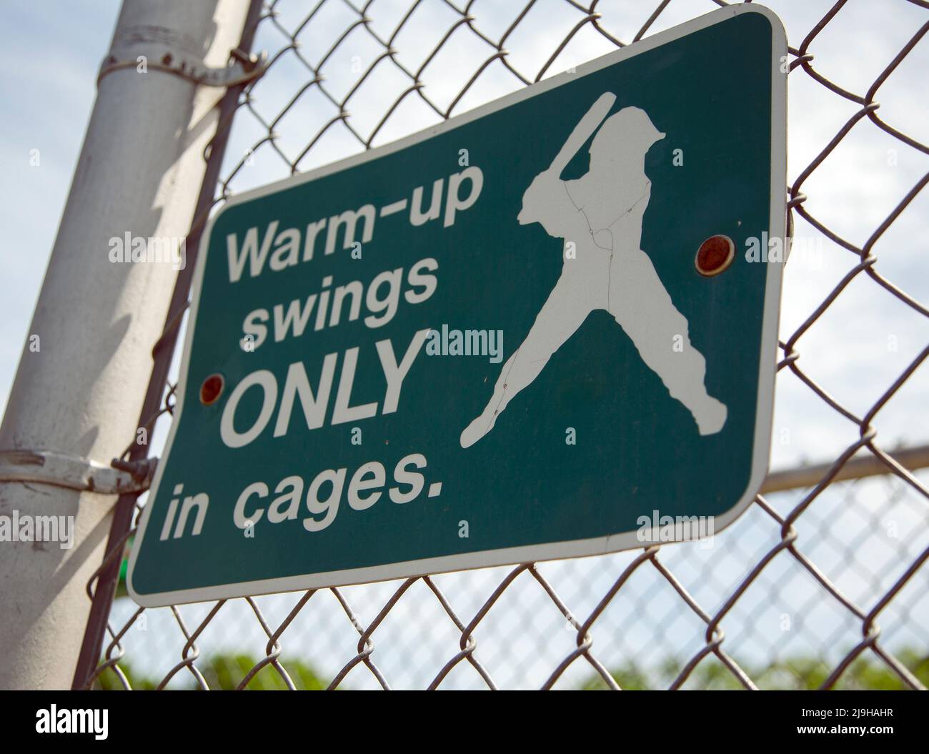 Sign at a baseball field promoting safety Stock Photo Alamy