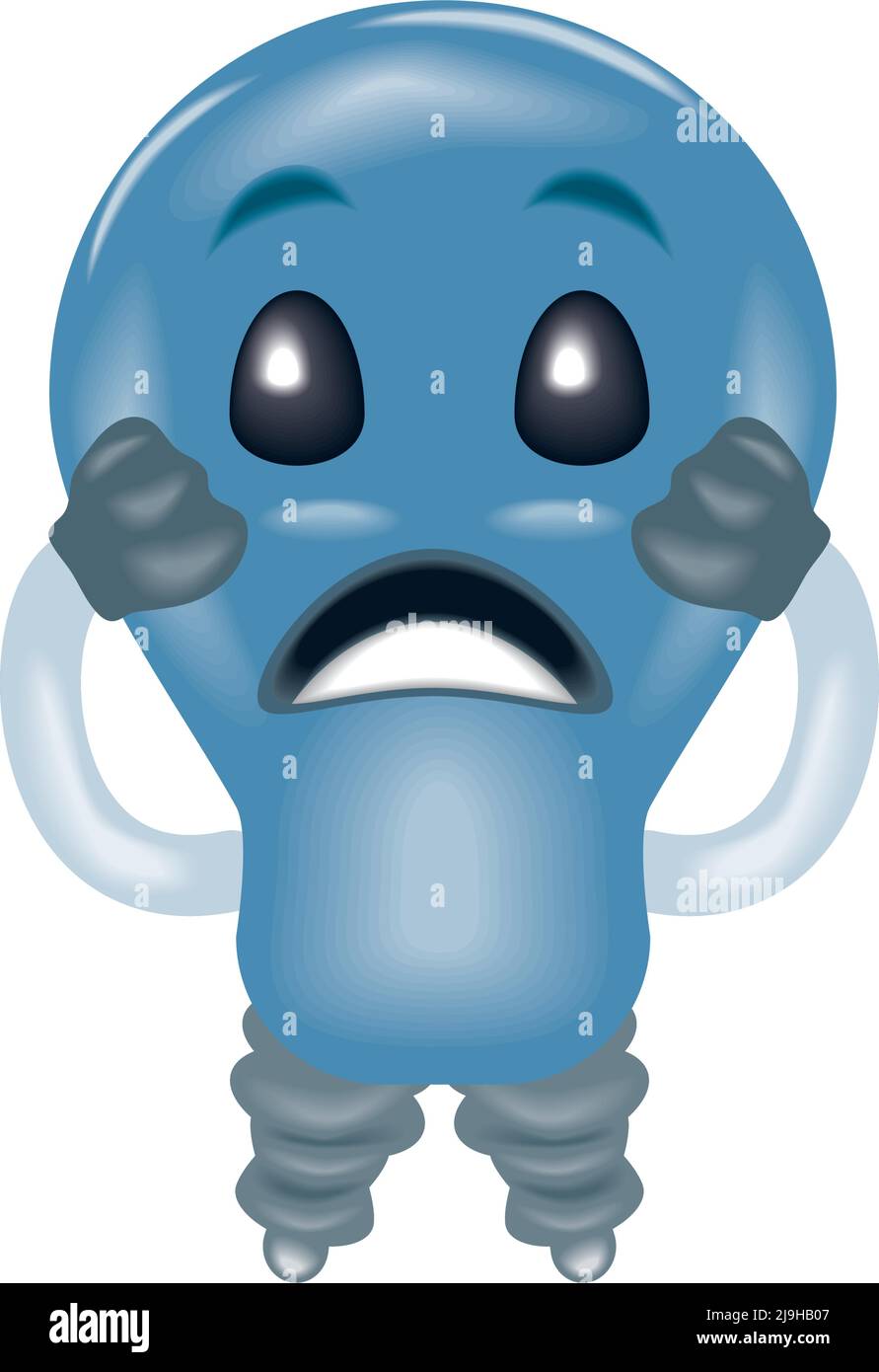 scared led bulb Stock Vector