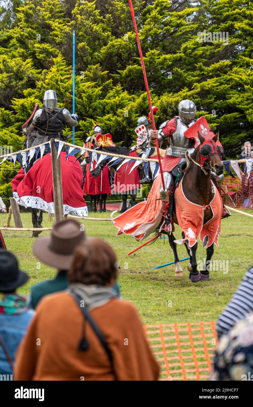 Spectators watching jousting tournament at Glen Innes Celtic Festival, NSW Australia Stock Photo