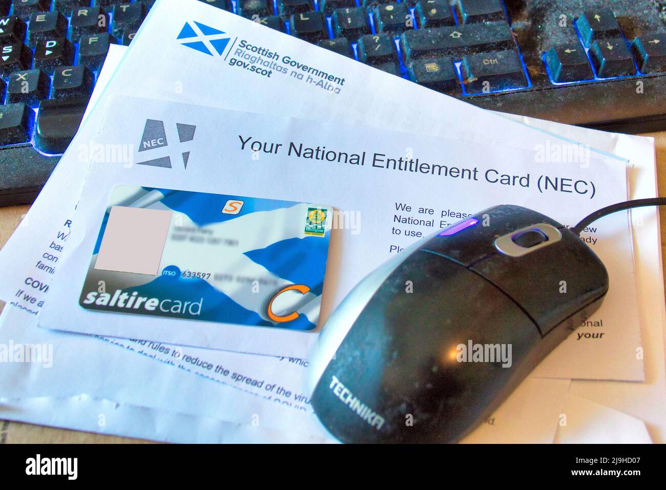 Glasgow, Scotland, UK 23rd  May, 2022. Conceptual representation of current news topic. National Entitlement or saltire card enabling free travel all over Scotland. Credit Gerard Ferry/Alamy Live News Stock Photo