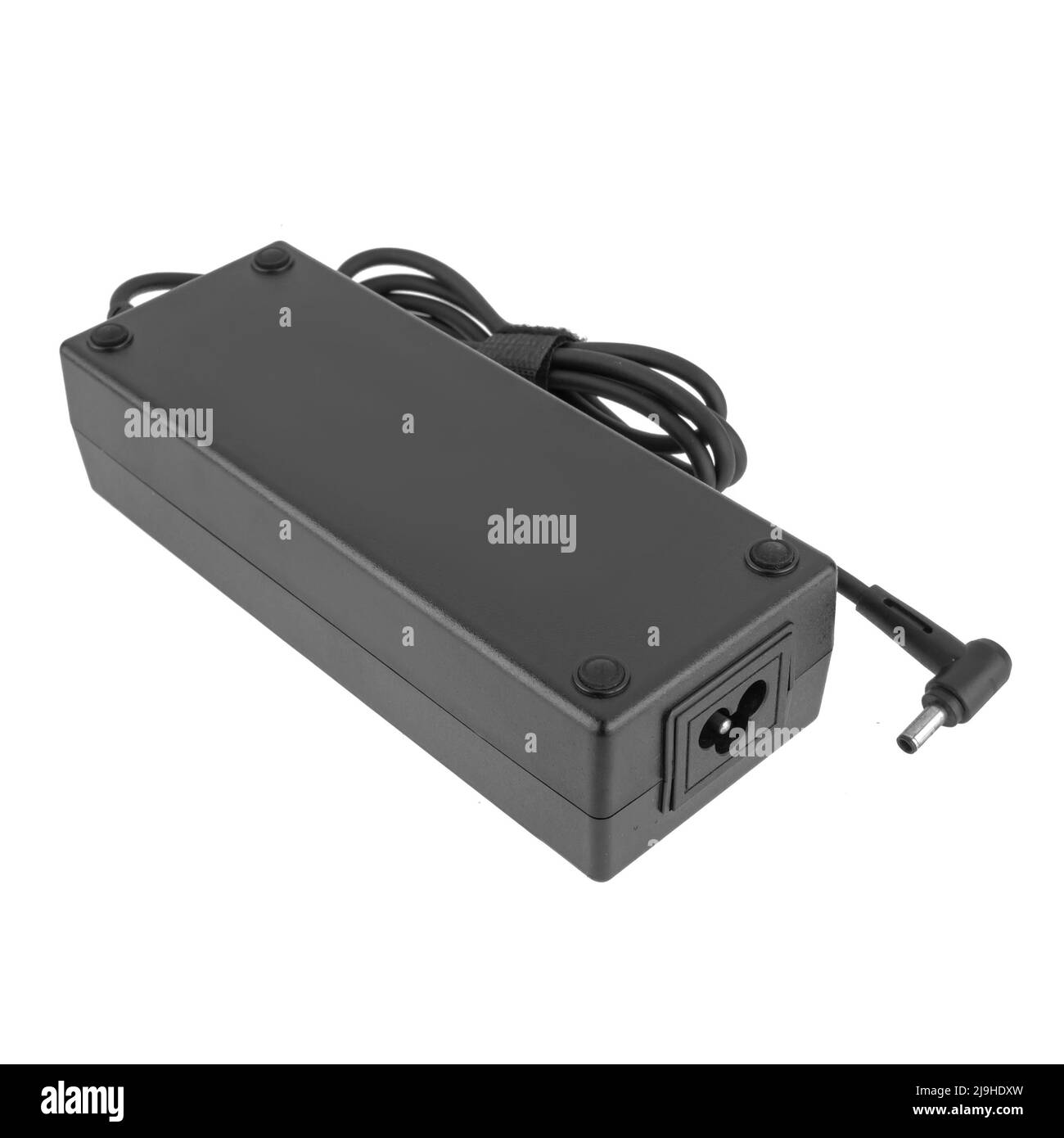 laptop power adapter, laptop spare part, white background Stock Photo