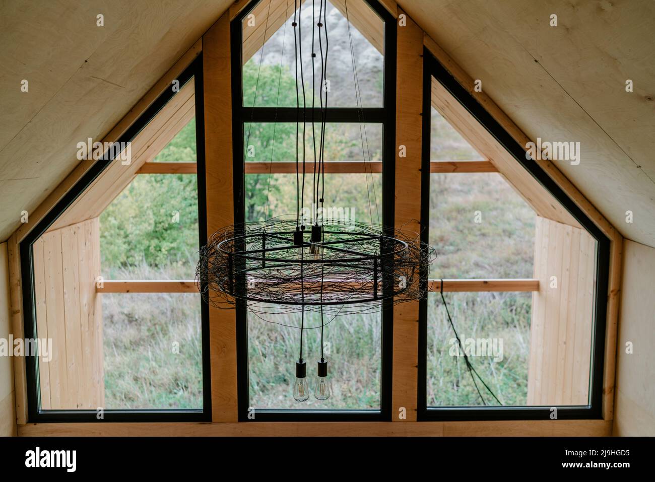Ceiling lamp hanging by window Stock Photo Alamy