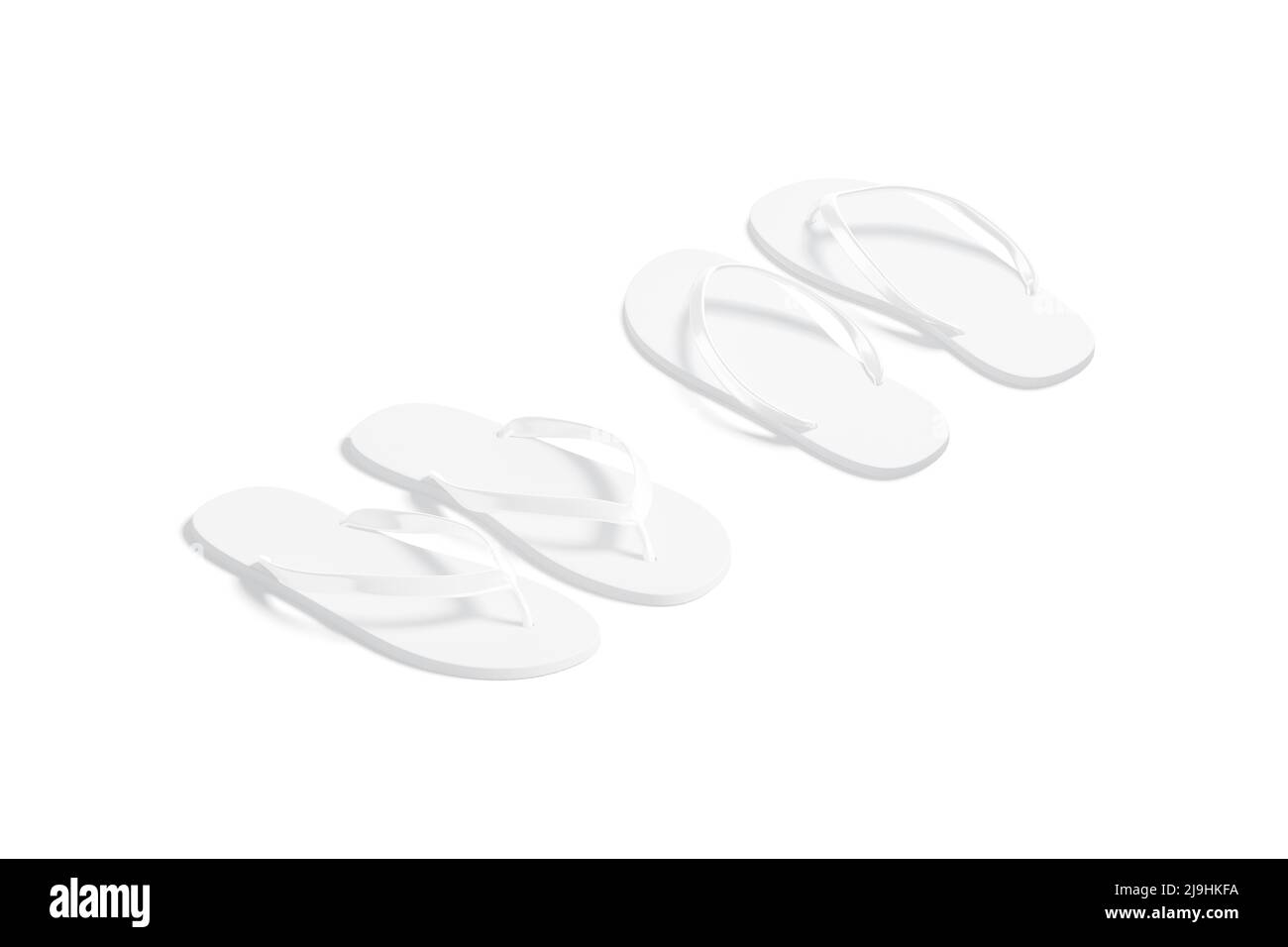Blank white beach slippers mockup, side back view Stock Photo