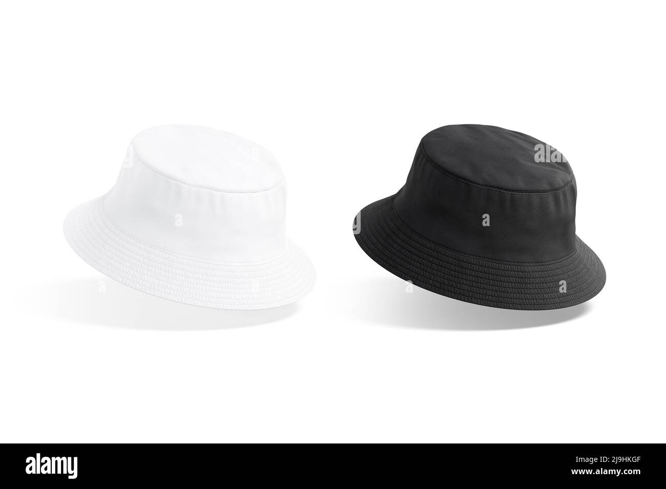Blank black and white bucket hat mockup, no gravity Stock Photo Alamy