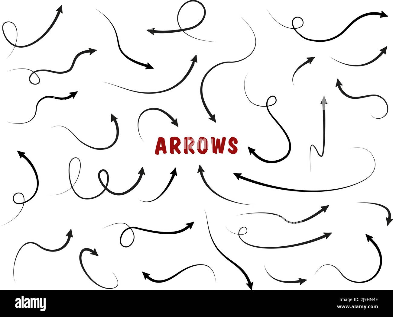 Big Set Arrows and directions signs. thin line with arrow. doodle style ...