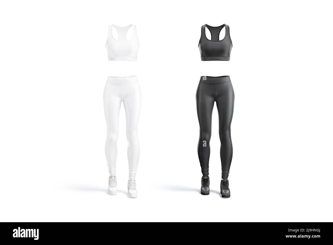 Blank black and white women sport uniform mockup, front view Stock Photo