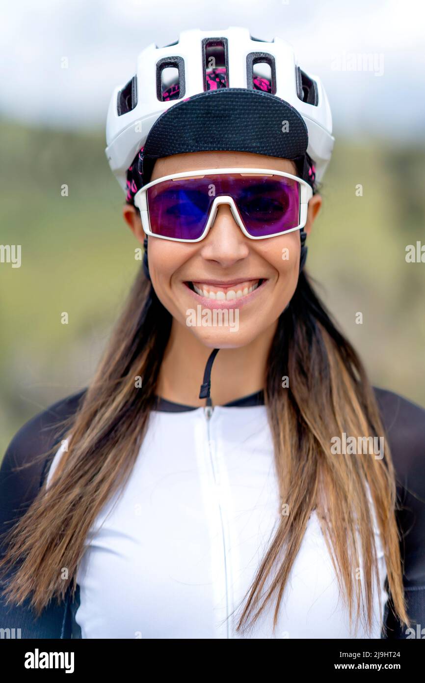 Active woman wearing glasses helmet hi-res stock photography and images ...