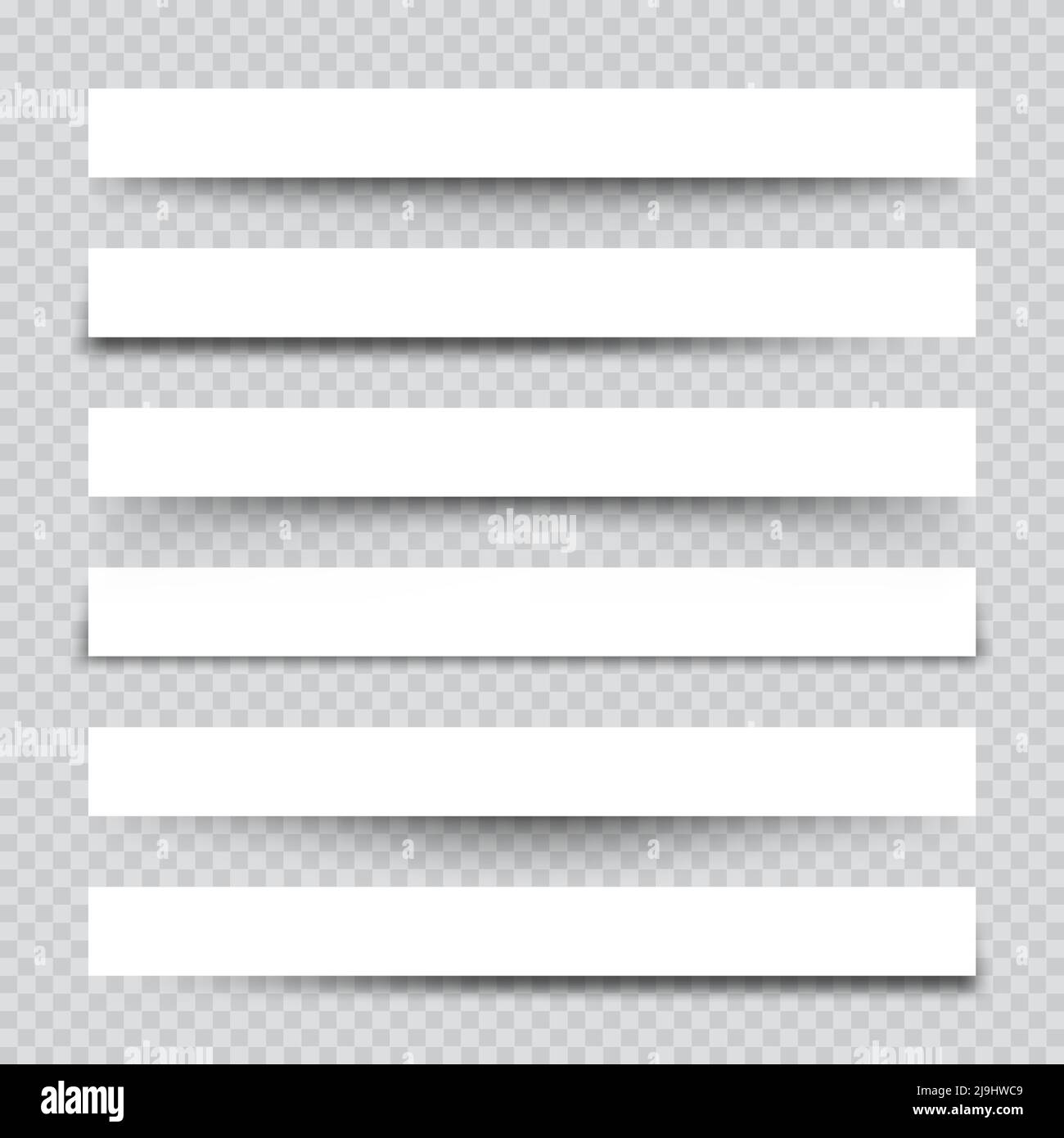 Set Of White Blank Paper Scraps With Shadows Page Dividers On Gray