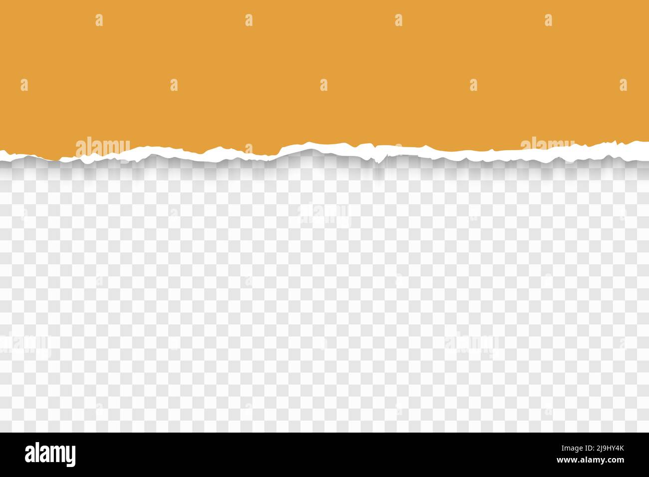 Torn paper header. Realistic vector illustration of orange torn paper with ripper edges and soft shadow on transparent background Stock Vector