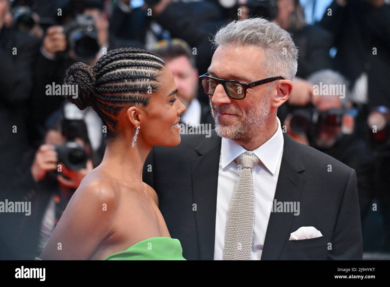 Cannes, France May 23, 2022. Tina Kunakey, Vincent Cassel attending the