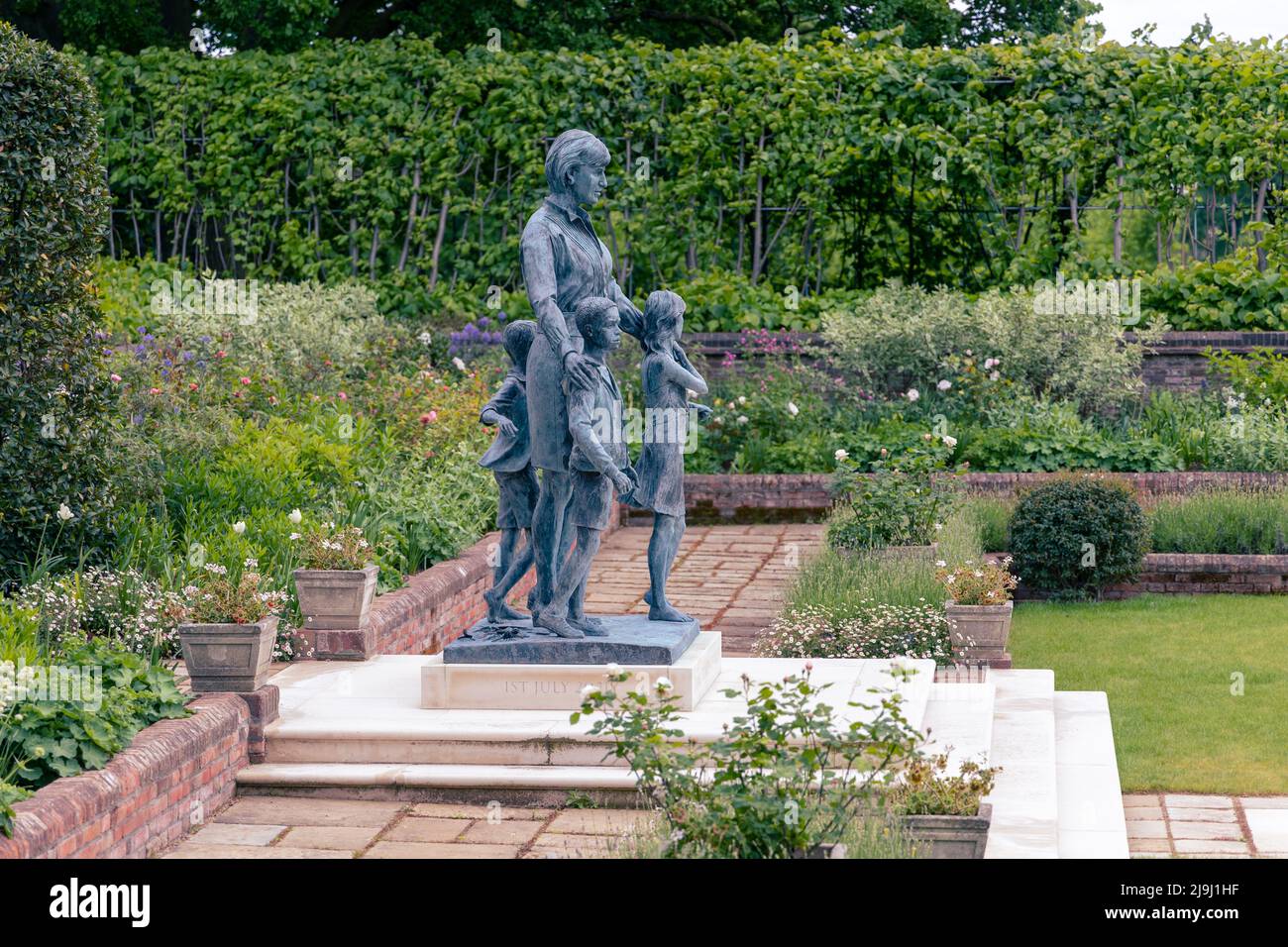 London, England May 12, 2022 Statue of Diana, Princess of Wales as seen in Sunken Garden