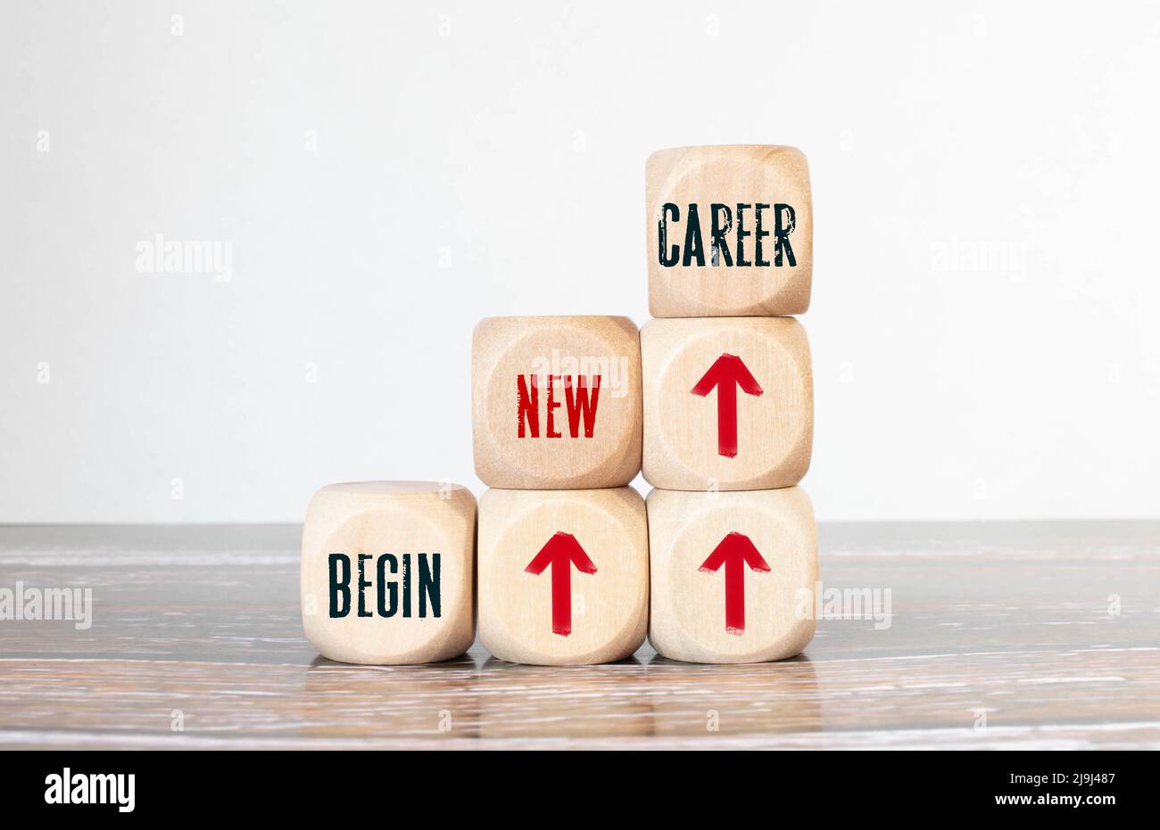 Starting a new beginning concept. The word new beginning on wooden