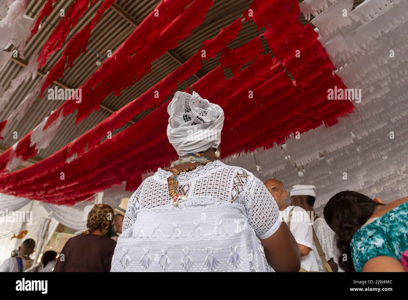 Members of the Candomble religion are seen during a religious ...