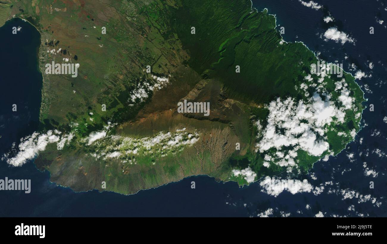 Aerial of Haleakala National Park, Maui, Hawaii Stock Photo