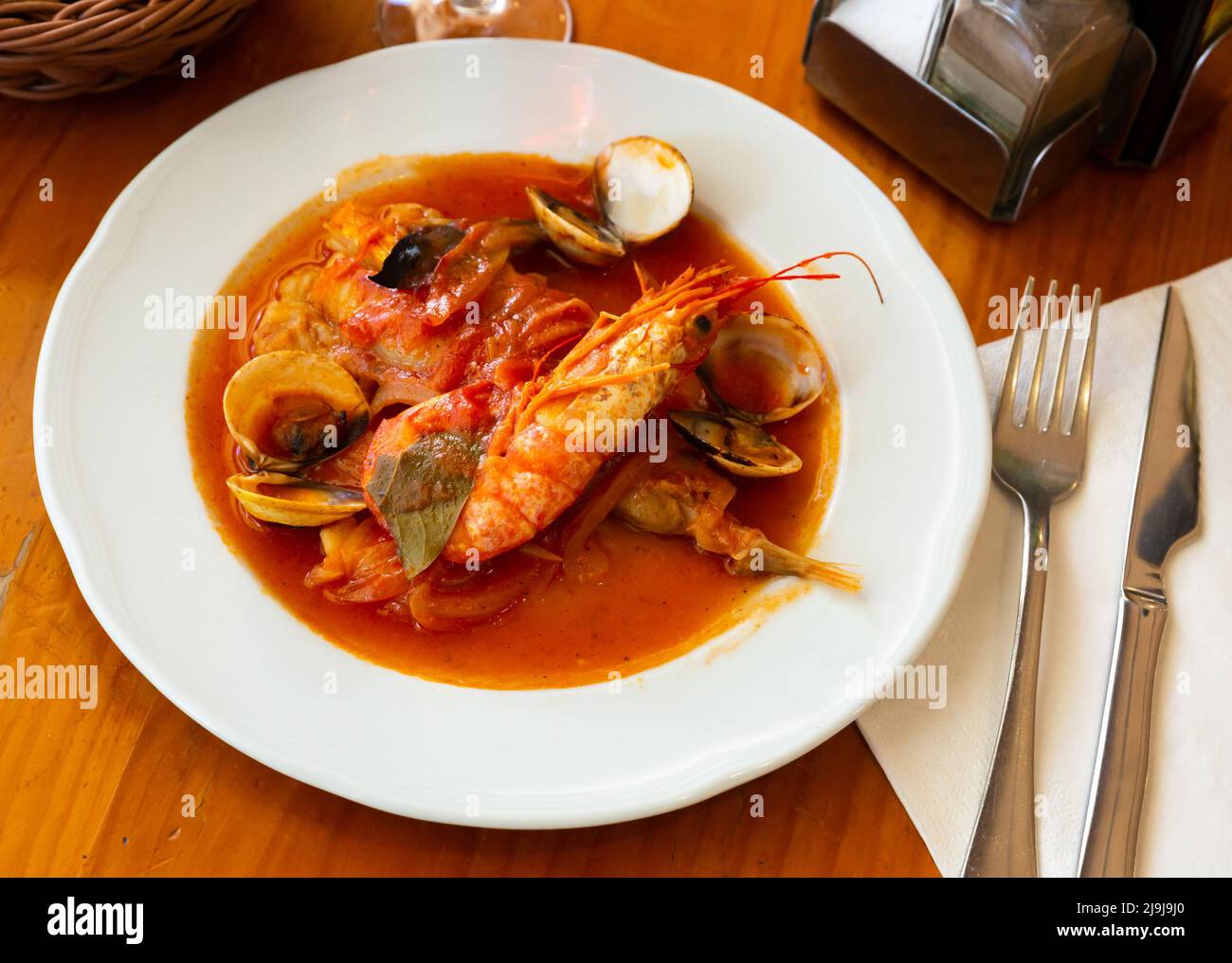 Monkfish tail a la marinera Stock Photo