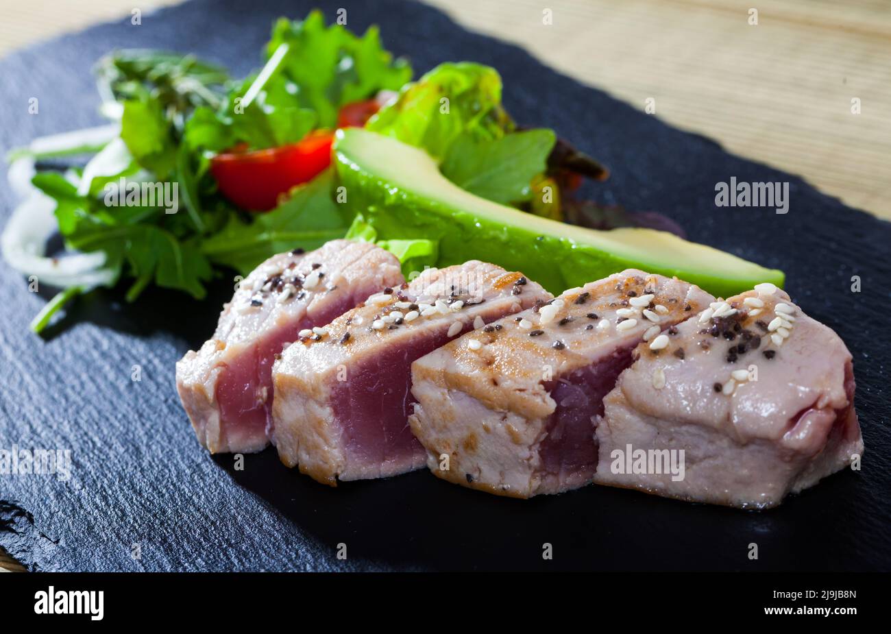 Delicious lightly fried tuna fillet Stock Photo Alamy