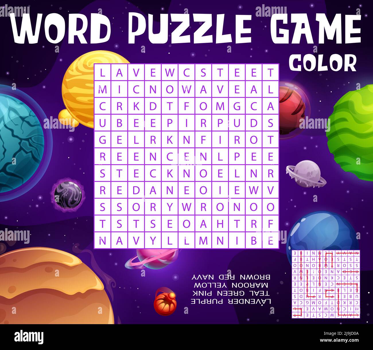 Fantastic galaxy space word search puzzle game worksheet
