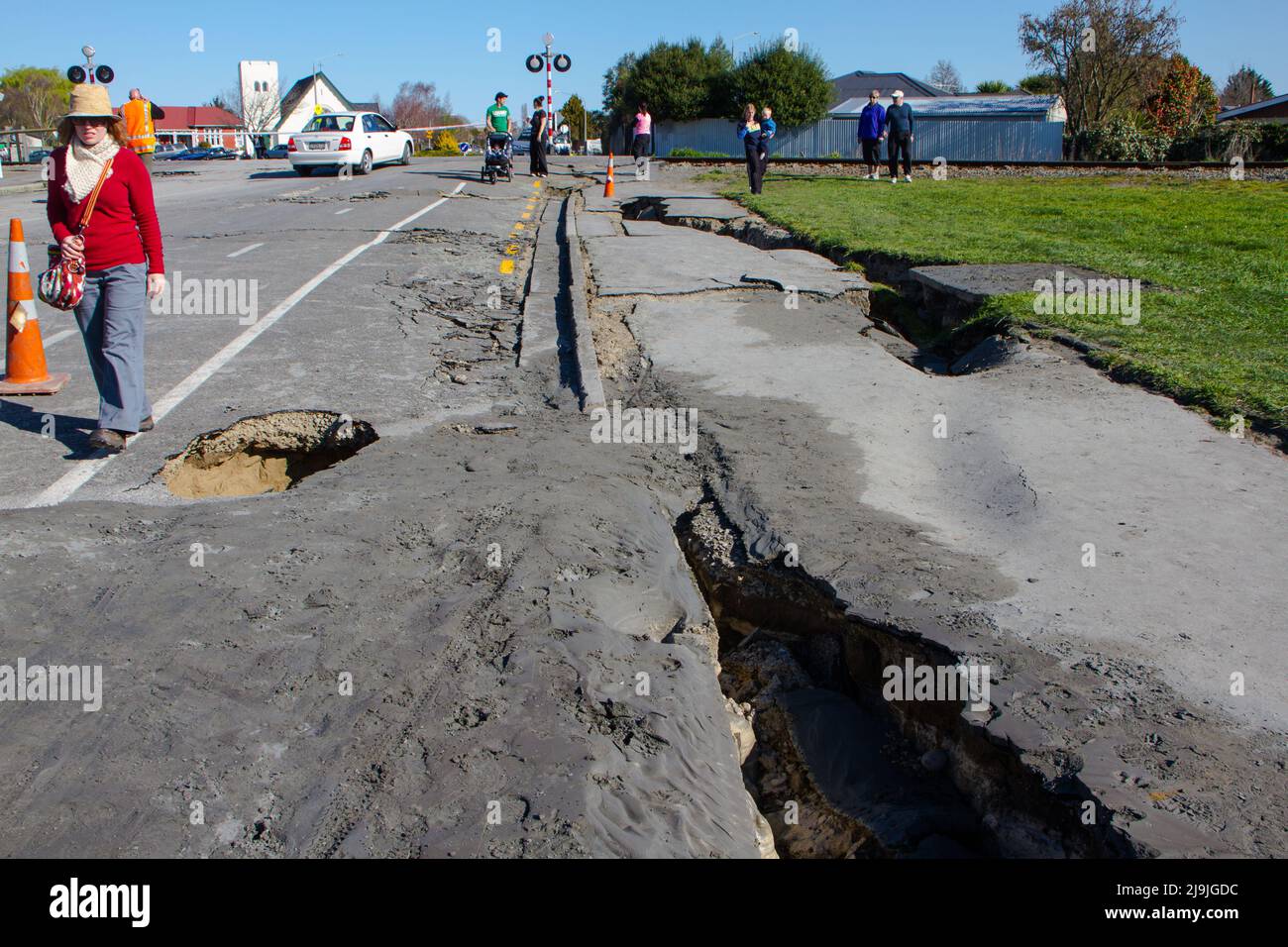 Earthquake Damage around the village of Kaiapoi, New Zealand, after the