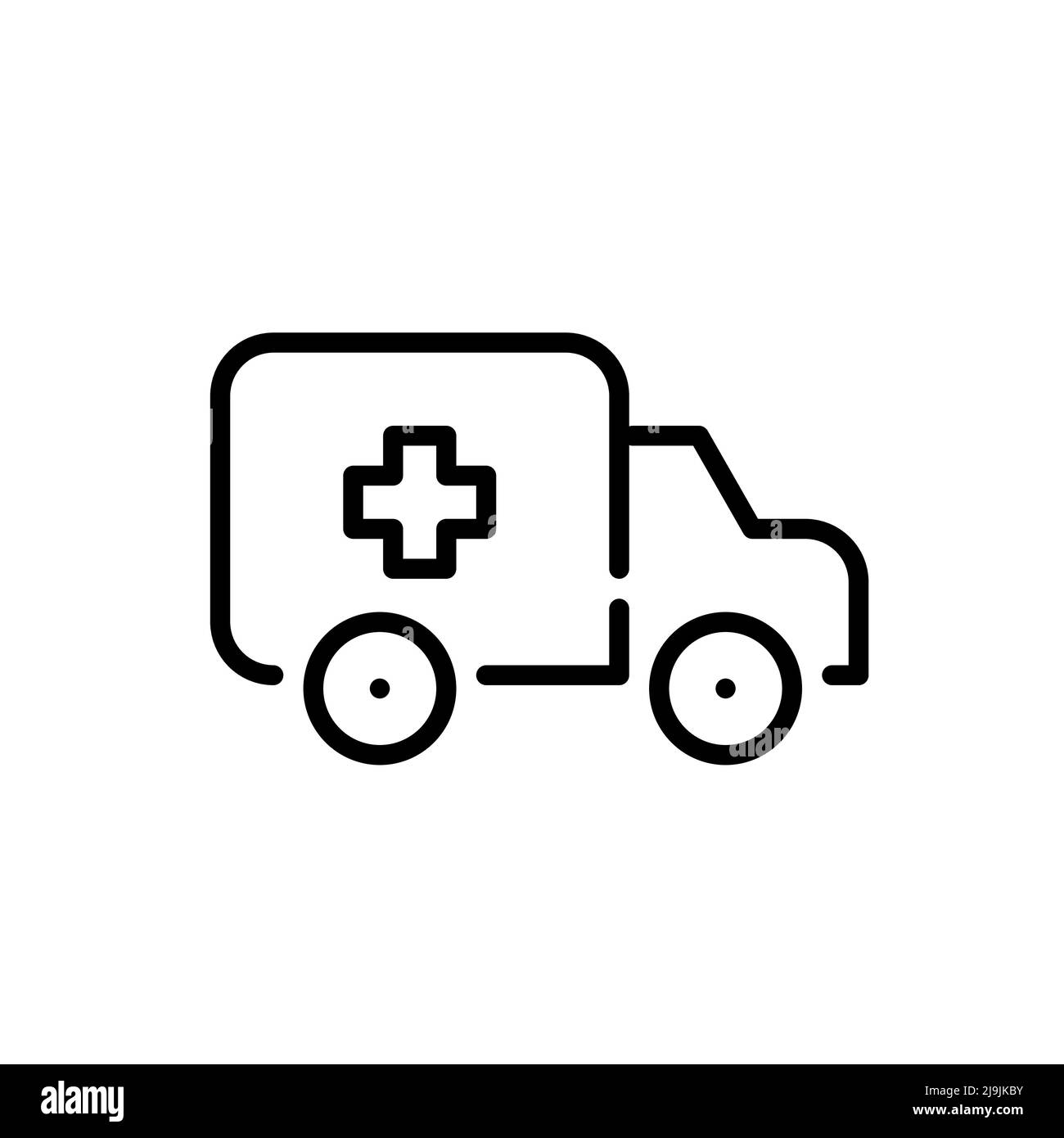 Ambulance truck. Healthcare emergency service. Pixel perfect, editable stroke line icon Stock Vector