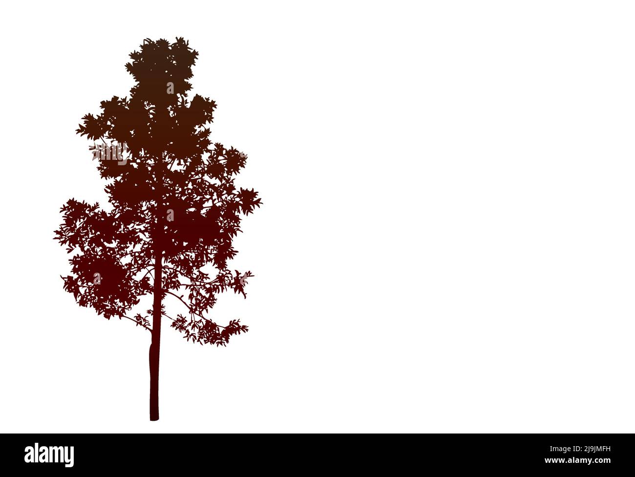 single silhouette of a tree in brown tones and white background Stock Vector
