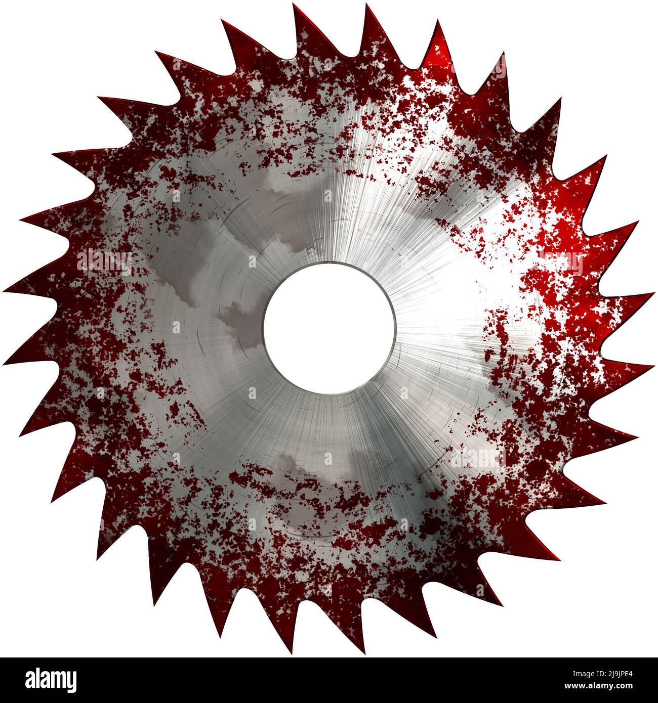 saw blade with blood Stock Photo