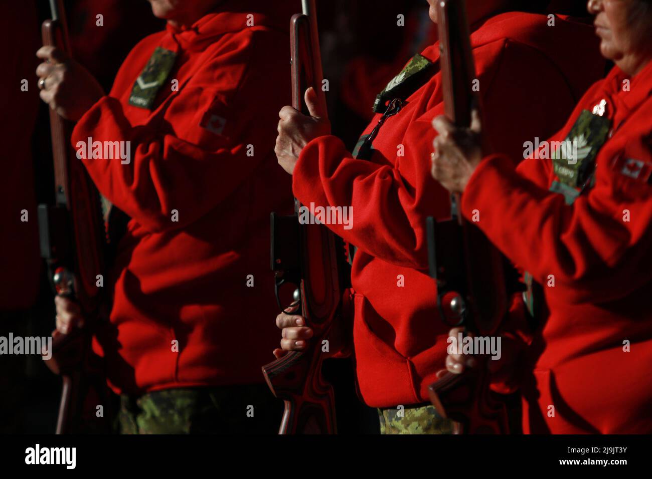 Members of the Canadian Rangers stand during the 75th anniversary of ...