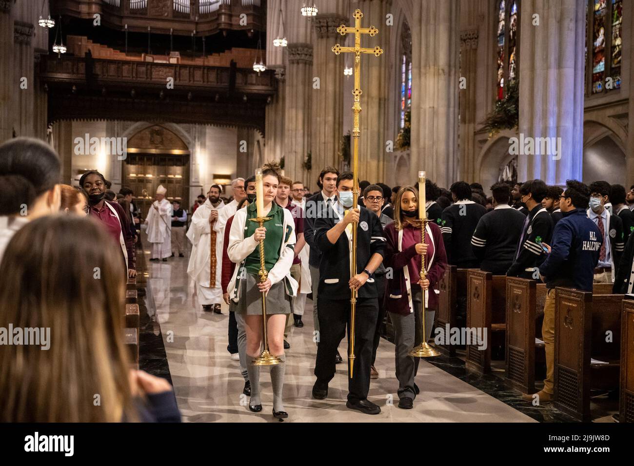 New York, USA. 18th May, 2022. Graduating Catholic High School seniors