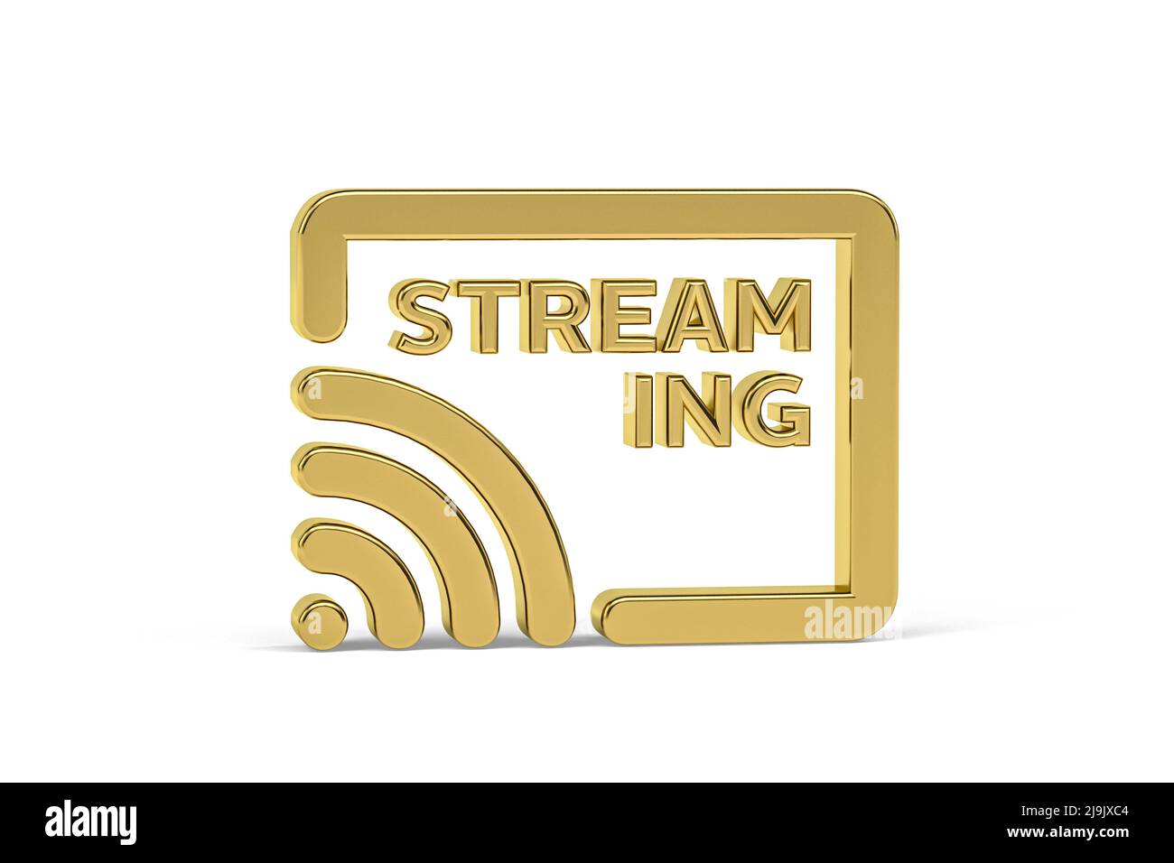 Golden 3d streaming icon isolated on white background - 3d render Stock ...