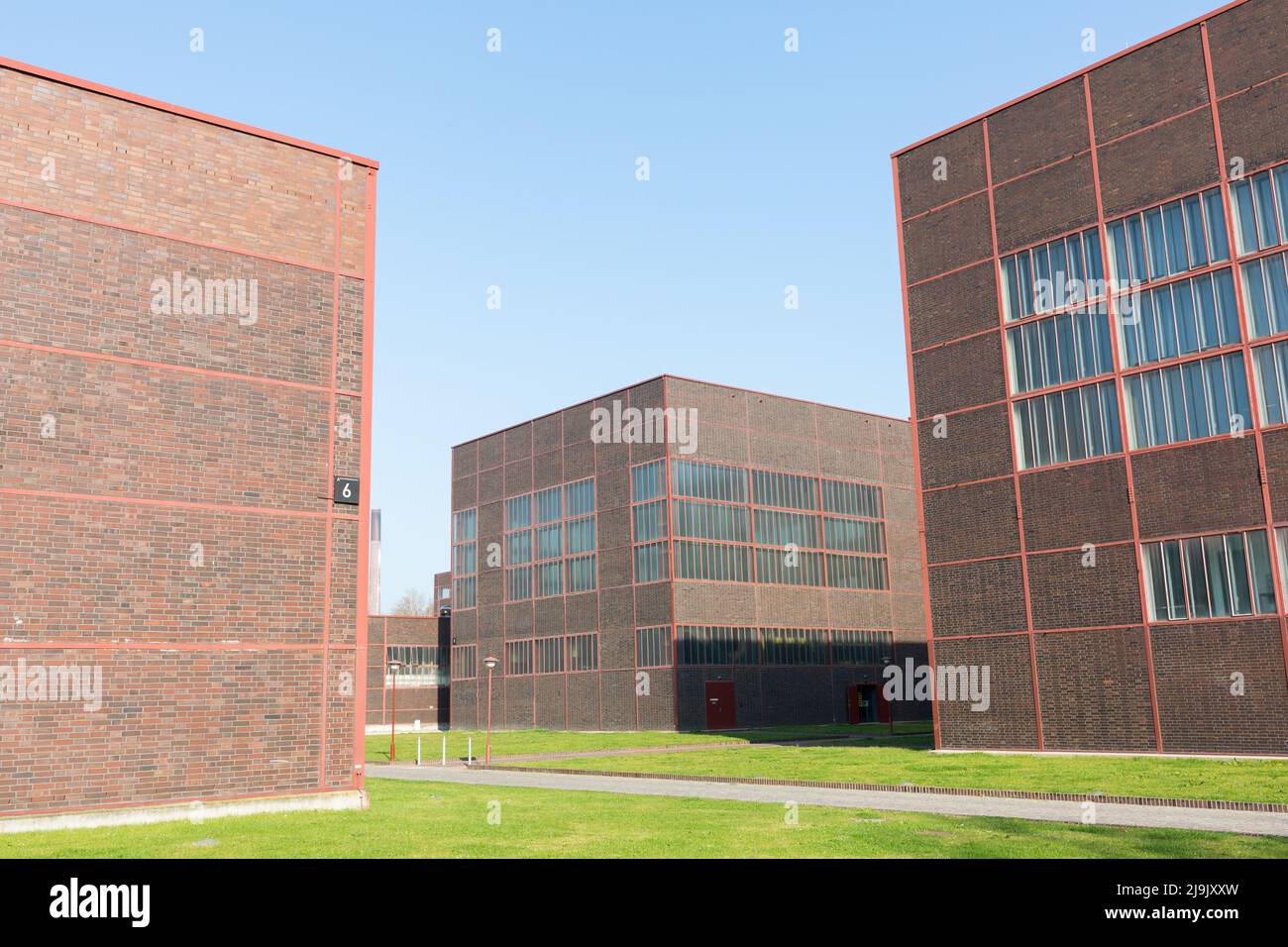 Essen, Germany - Mar 26, 2022: Brick buildings at Zeche Zollverein. Stock Photo