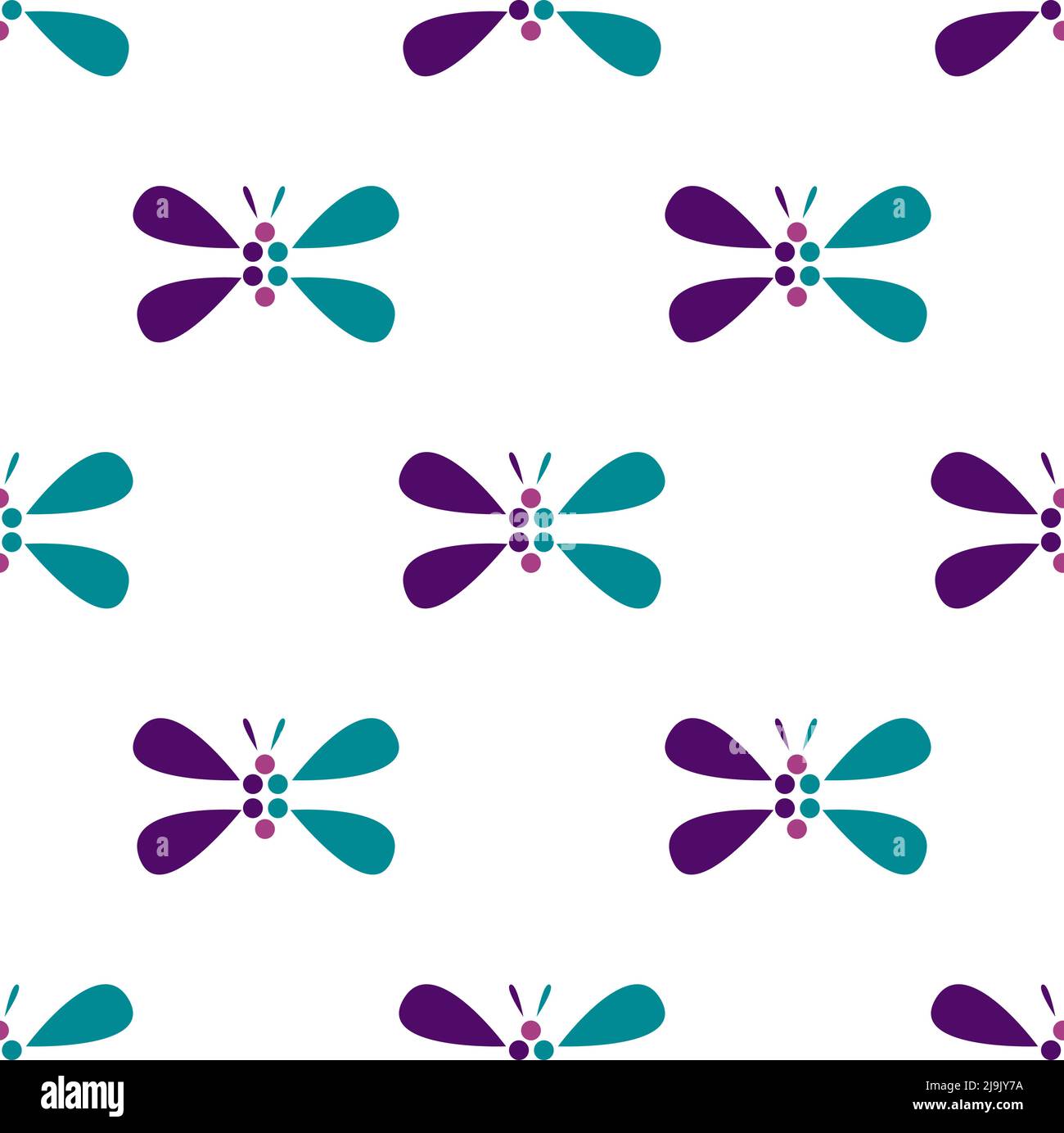 Colorful butterfly isolated on white background is in Seamless pattern ...