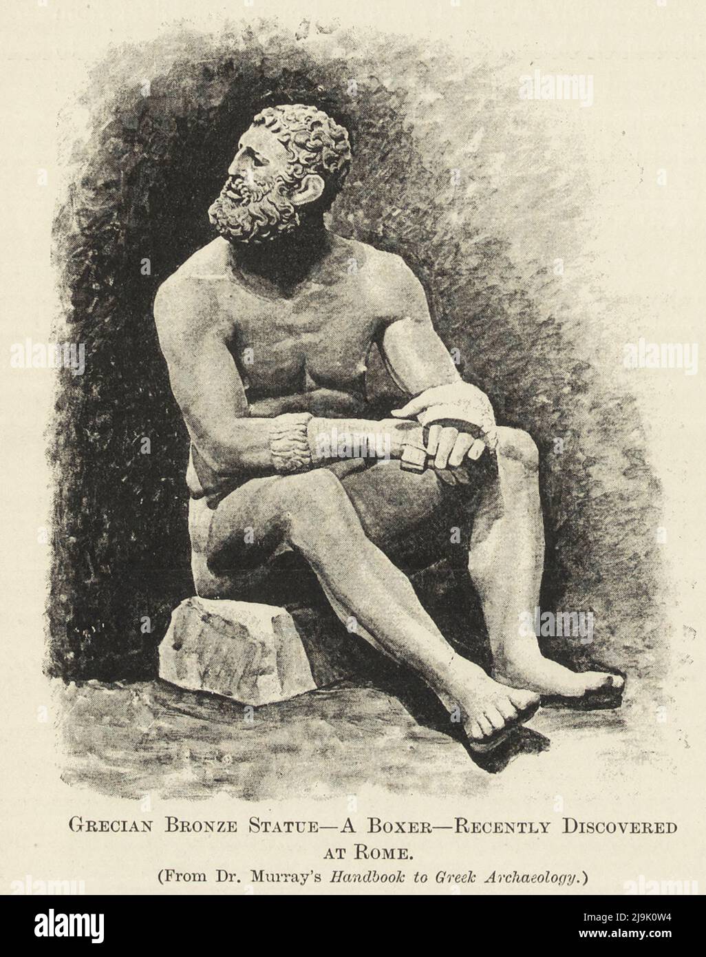 Grecian Bronze Statue A Boxer Discovered at Rome from the book ' Greek coins and their parent cities ' by John Ward, and Sir George Francis Hill, Publication date 1902 Publisher London, J. Murray Stock Photo