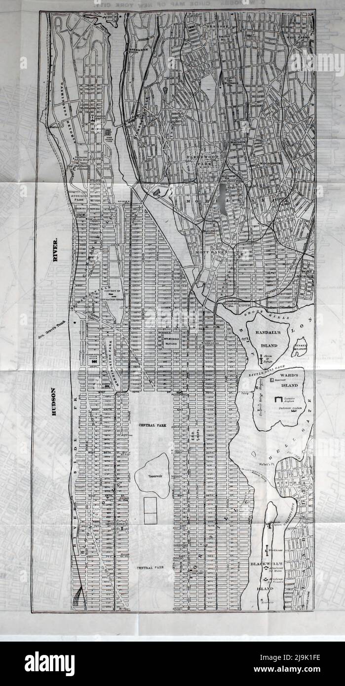 Guide Map of New York 1889 From the guidebook '  Illustrated New York city and surroundings. A descriptive guide to places of interest ' by Charles W Hobbs, Publication date 1889  Publisher New York, C.W. Hobbs & co. Stock Photo