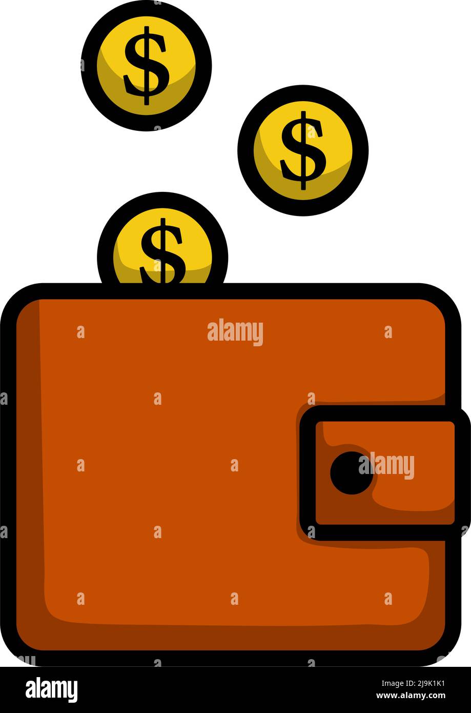 Golden Coins Fall In Purse Icon. Editable Bold Outline With Color Fill ...