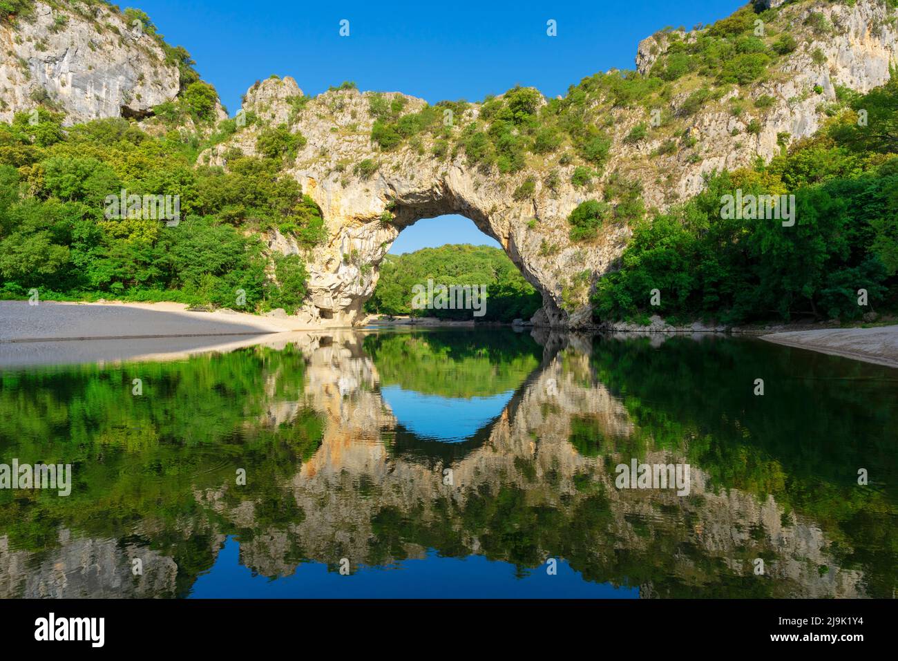Beautiful view of famous arch at Vallon-Pont-d'Arc, Ardeche, France Stock Photo