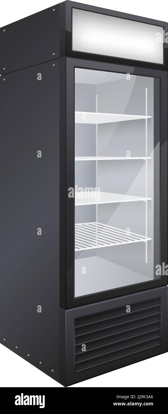 Display fridge white and black glass sliding doors. Modern Supermarket  commercial freezer equipment template. Refrigerator freeze equipment for  drinks Stock Vector Image & Art - Alamy