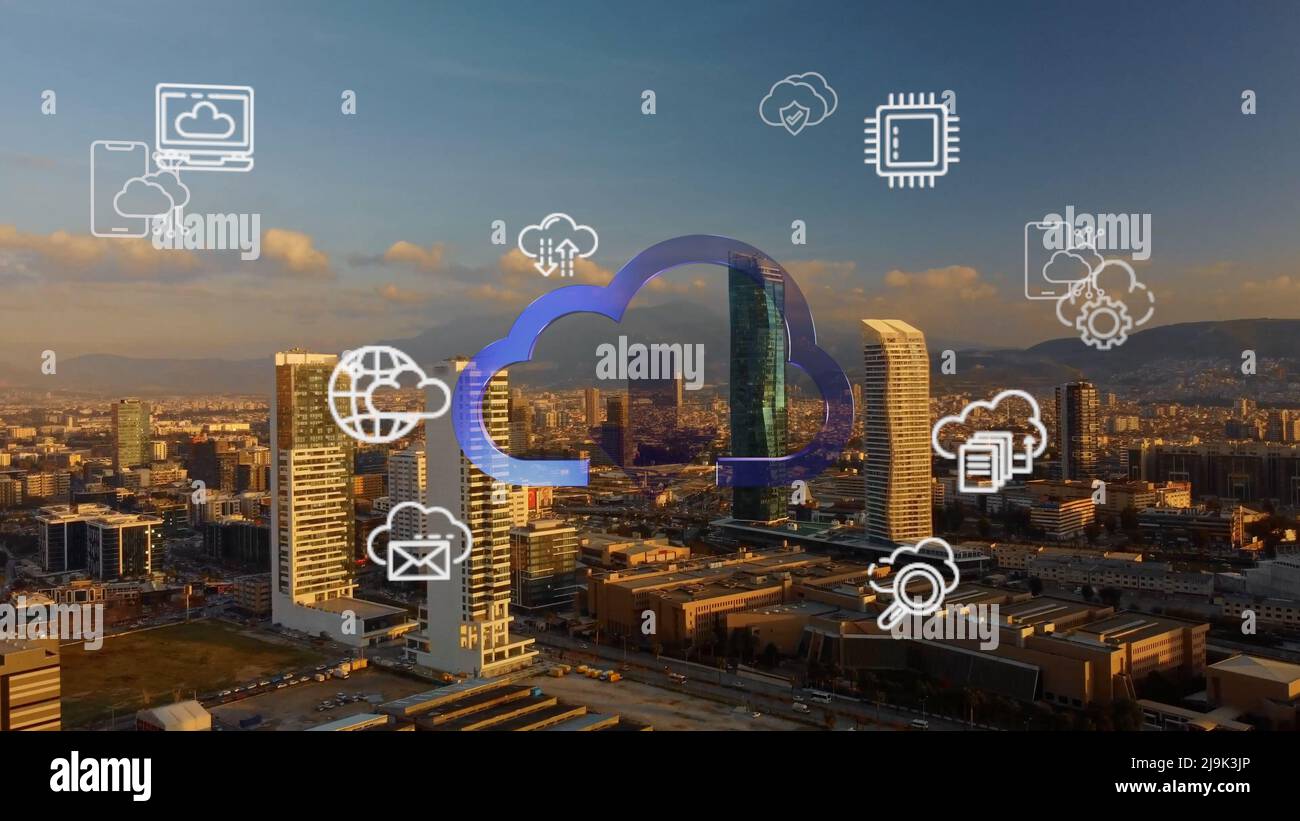 Cloud computing concept. Communication network Stock Photo - Alamy