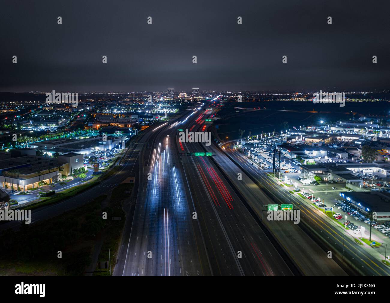 Long exposure of freeway at night Stock Photo