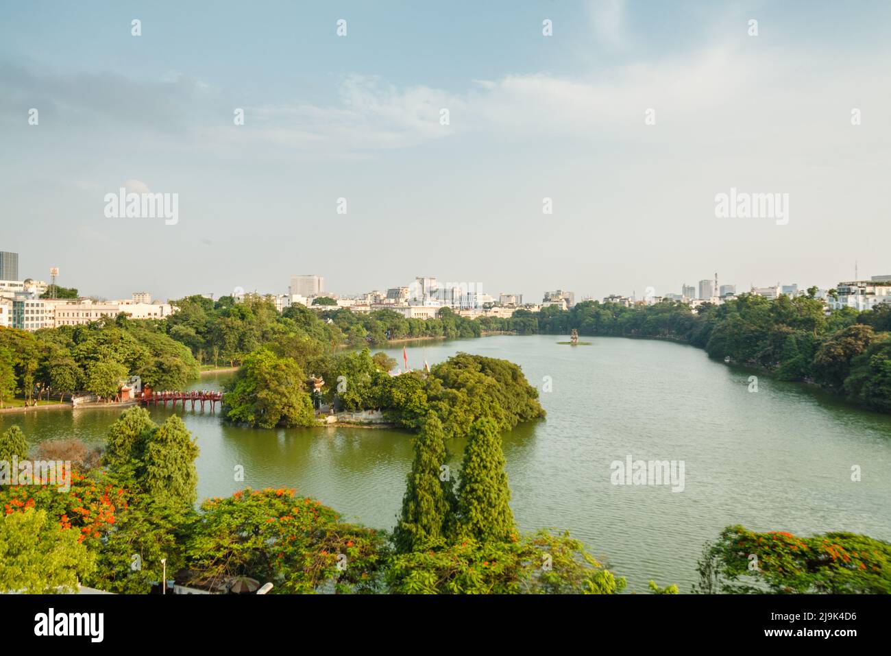 Panoramic view of Sword lake (Hoan Kiem lake)-the heart of Hanoi city ...