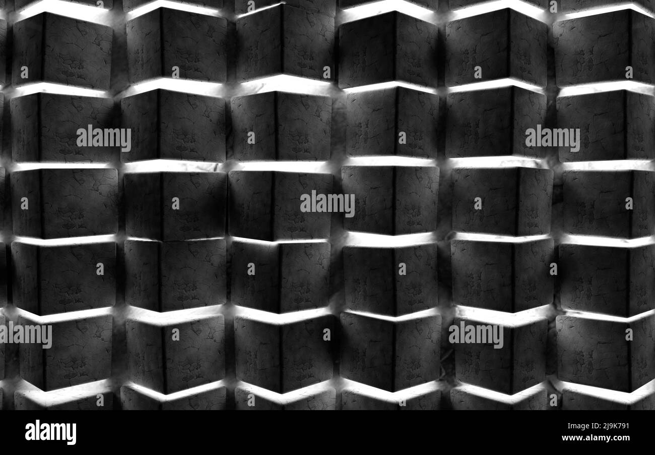 Concrete blocks texture background wall.3d illustration. Abstract cement design. Stock Photo