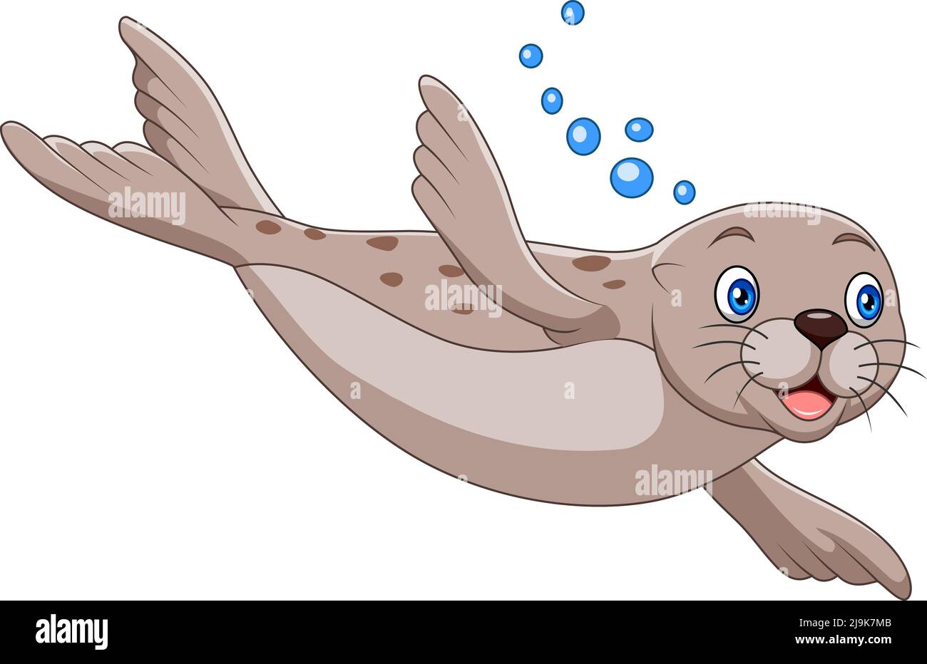 Cartoon seal swimming on white background Stock Vector
