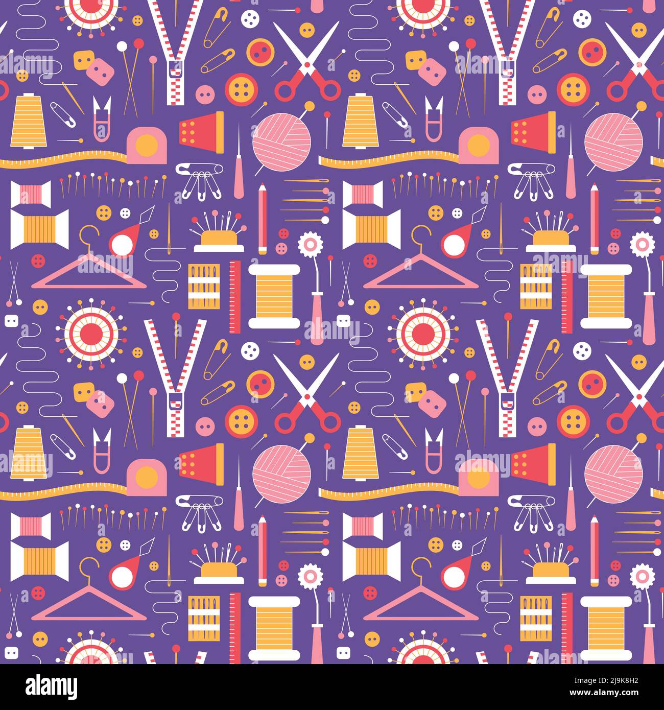 Sewing Hobby Tools and Supplies Seamless Pattern Stock Vector