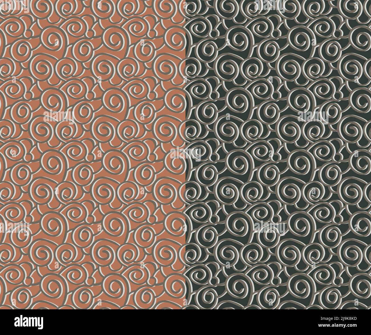 Doodle Spiral Shapes Seamless Pattern Hand Drawn Ink Brush Stroke
